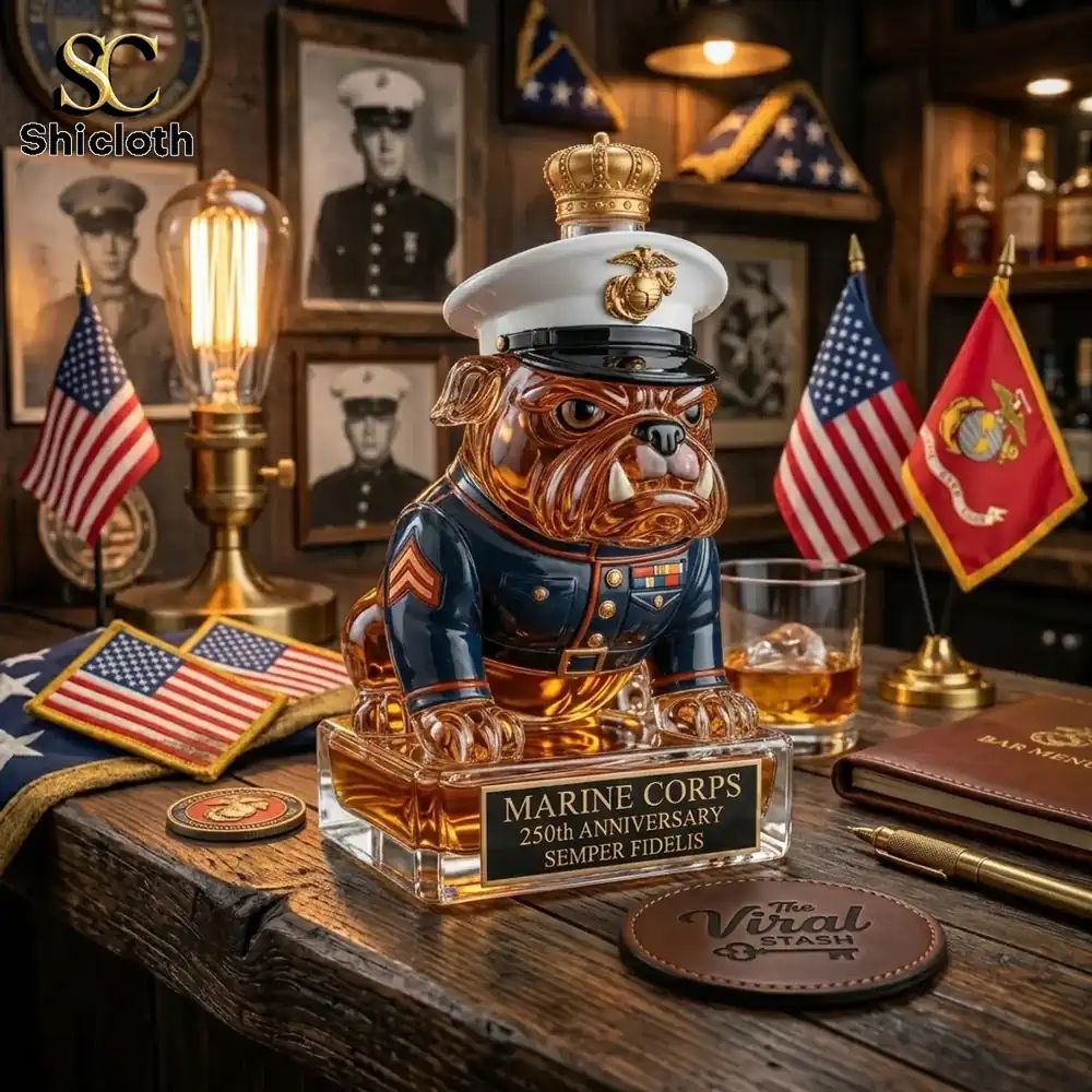 US Marine Corps Devil Dog 250th Anniversary Commemorative Whiskey Bottle