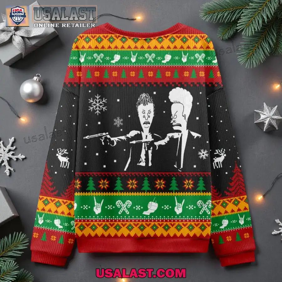Beavis And Butthead Pulp Fiction Ugly Christmas Sweater