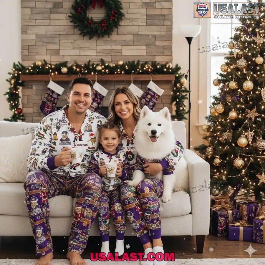 Minnesota Vikings Plaid Button Pajamas Set