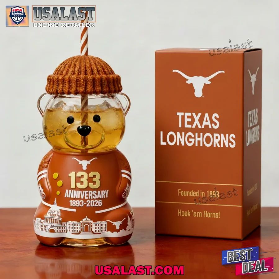 Texas Longhorns 133rd Anniversary Bear Glass Cup