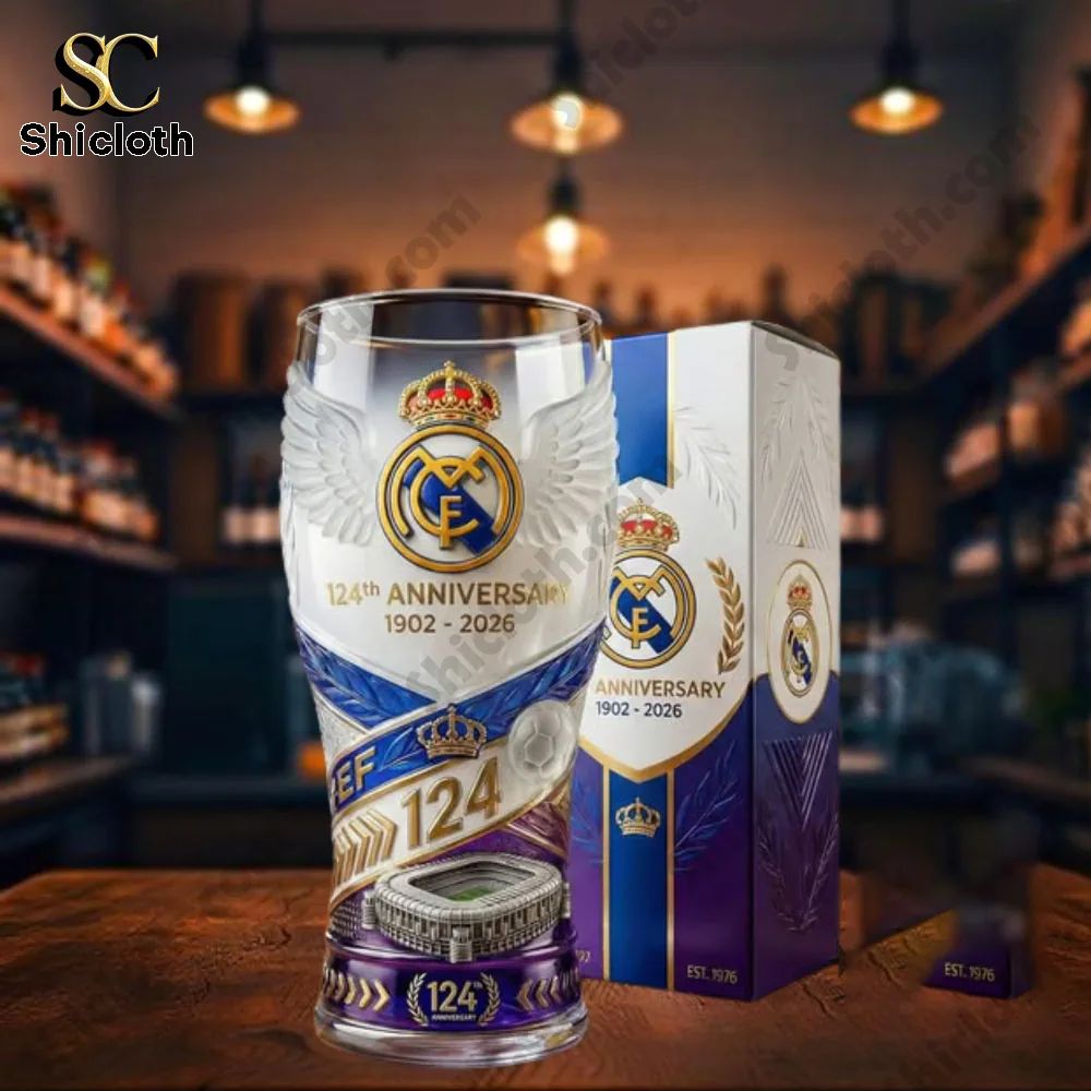 Real Madrid 124Th Anniversary Commemorative Glass