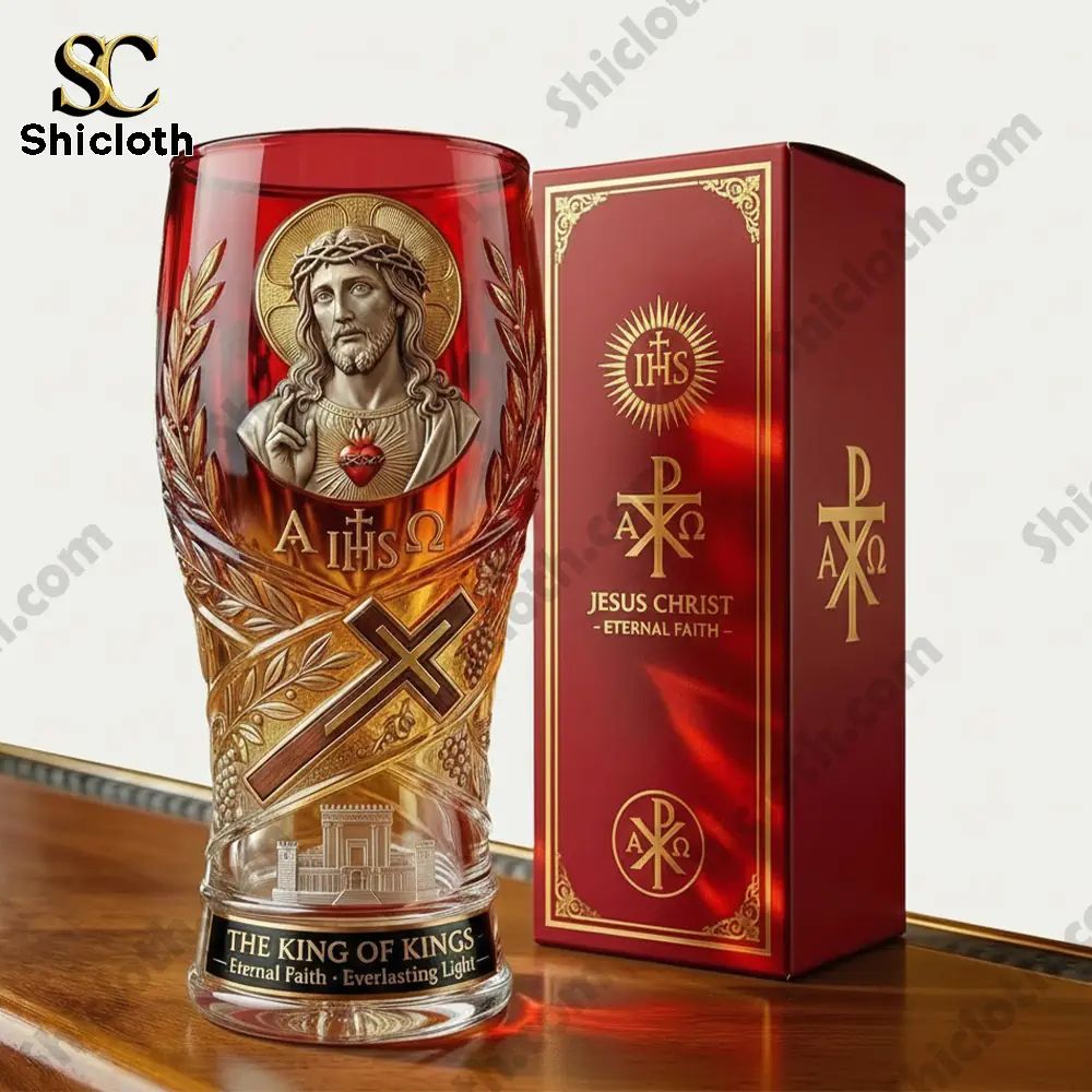 Jesus Christ Sacred Heart Chalice Eternal Faith Collector Beer Glass