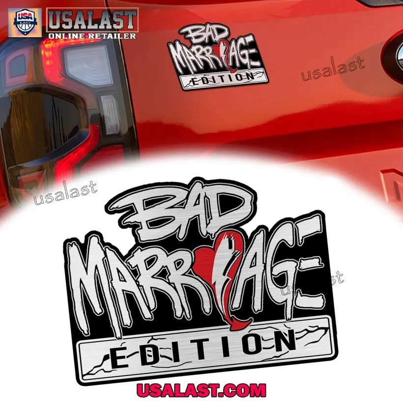Bad Marriage Rock Edition 3D Engraved Car Emblem Sticker