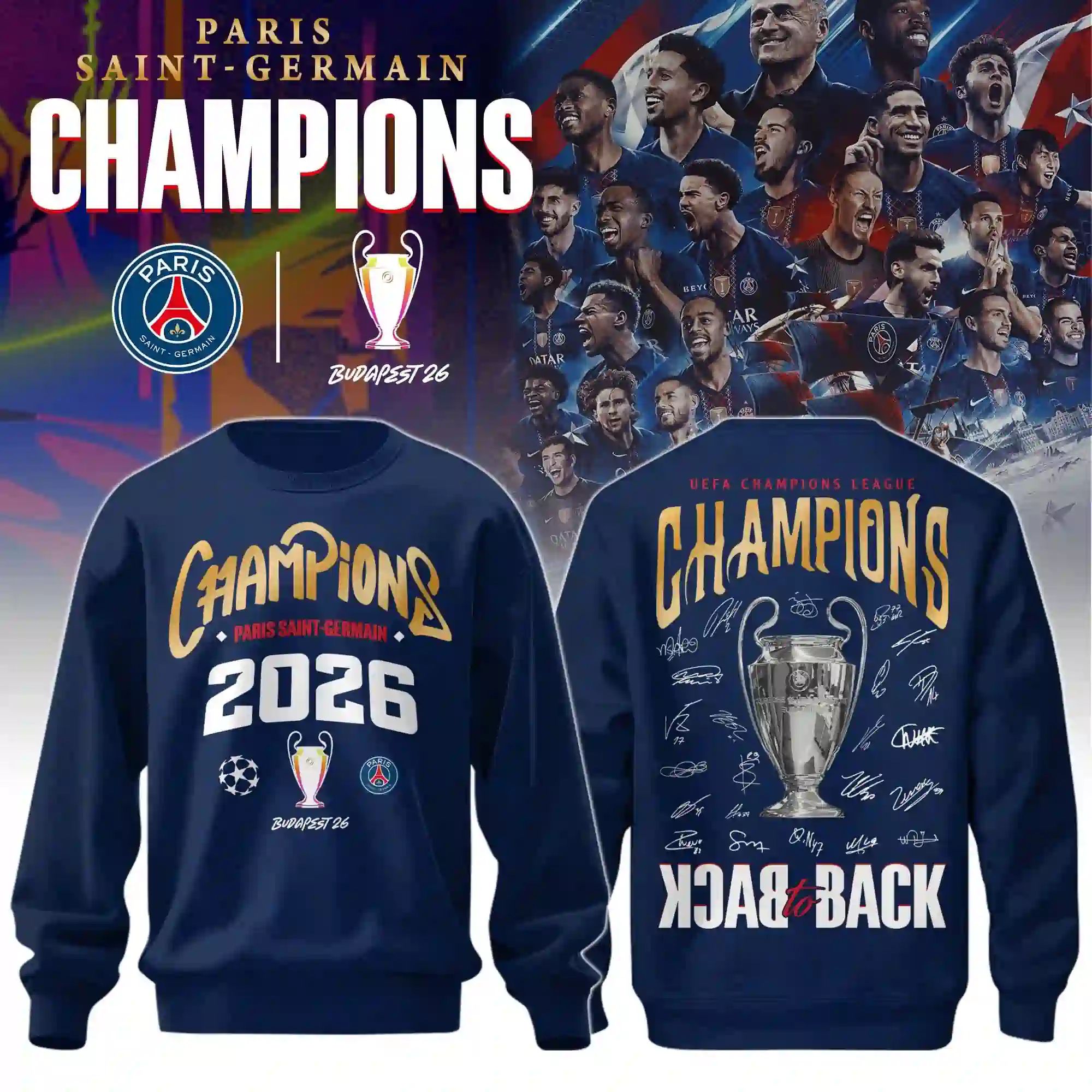 Paris Saint-Germain UEFA Champions League 2026 Navy Hoodie