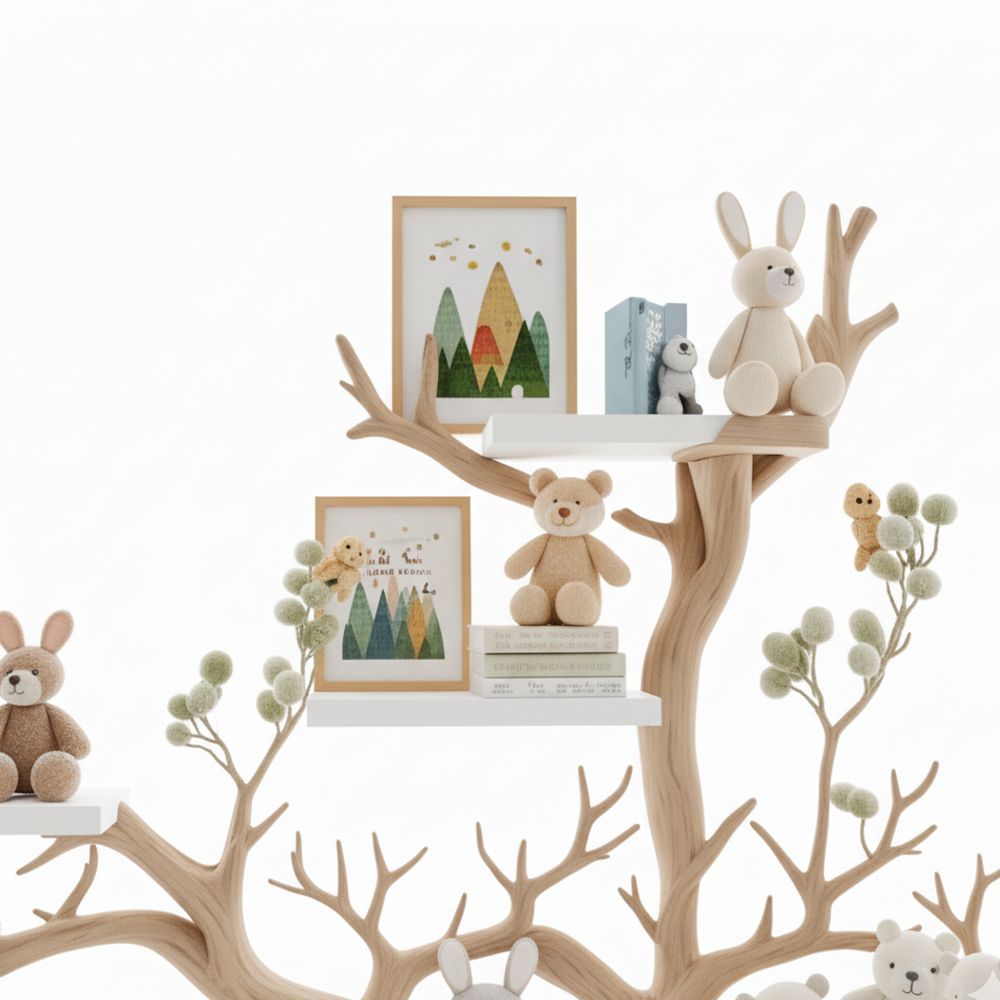 Handmade Tree Bookshelf – Natural Wood Kids Bedroom Decor