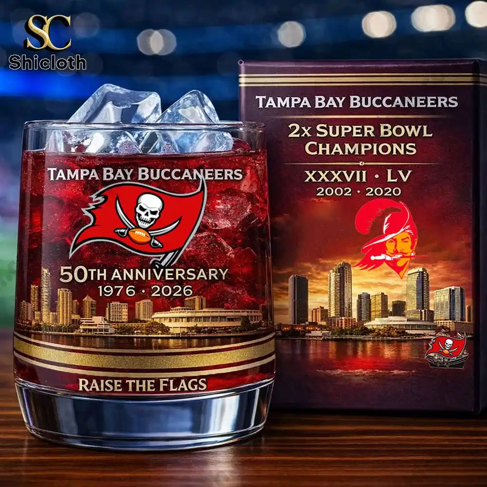 Tampa Bay Buccaneers 50th Anniversary Whiskey Glass
