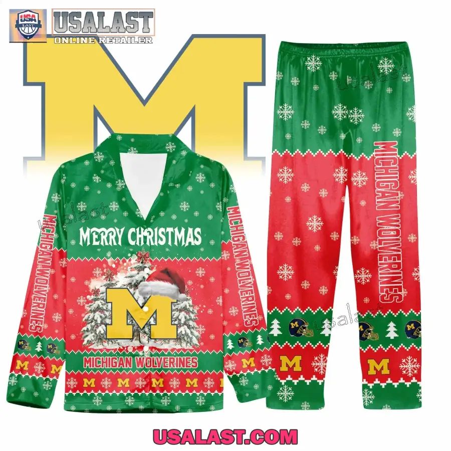 Michigan Wolverines Button Pajamas Set