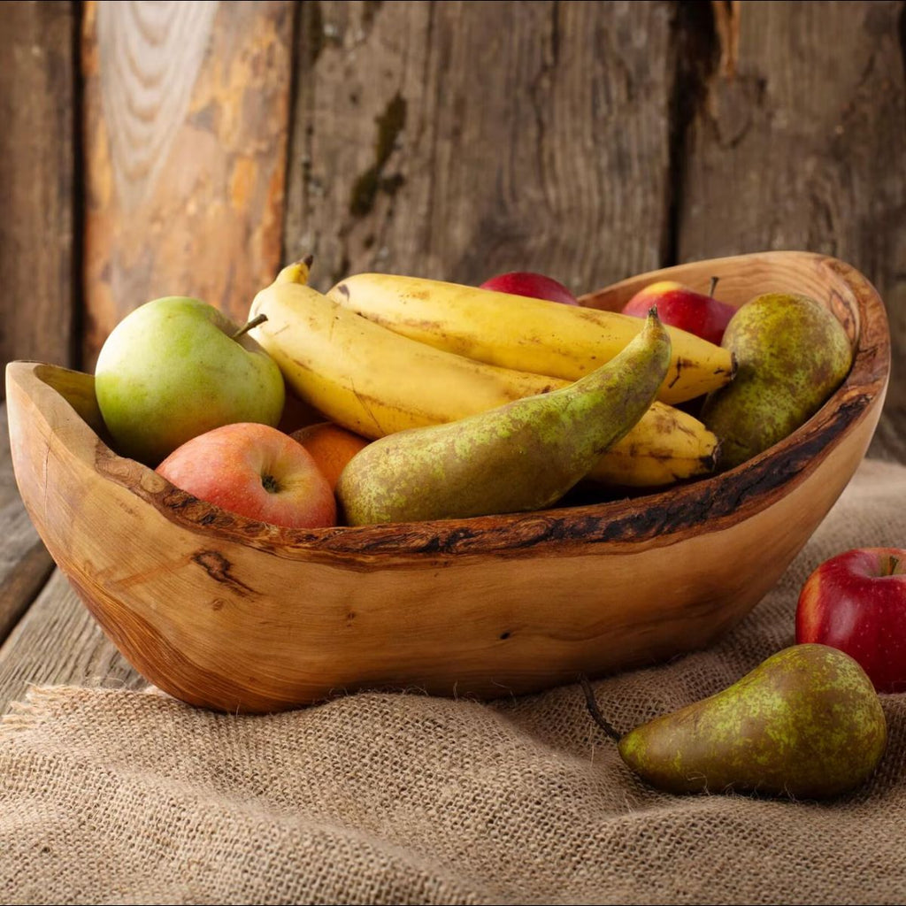 Handcrafted Olive Wood Fruit Bowl – Rustic Elegance & Versatile Use