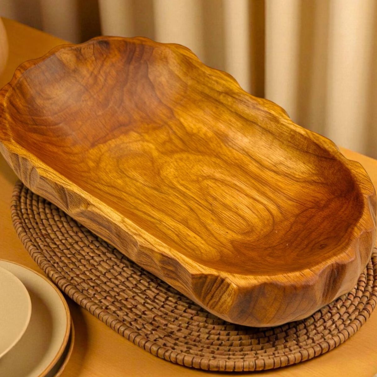 Exquisite Handcrafted Teak Root Wave Bowl
