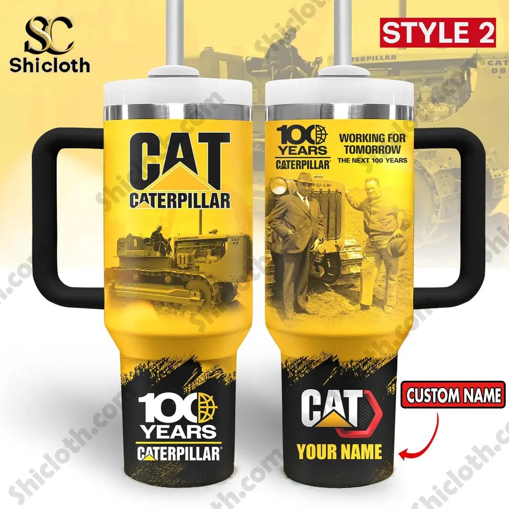 Caterpillar 100 Years Working For Tomorrow Custom Name Tumbler