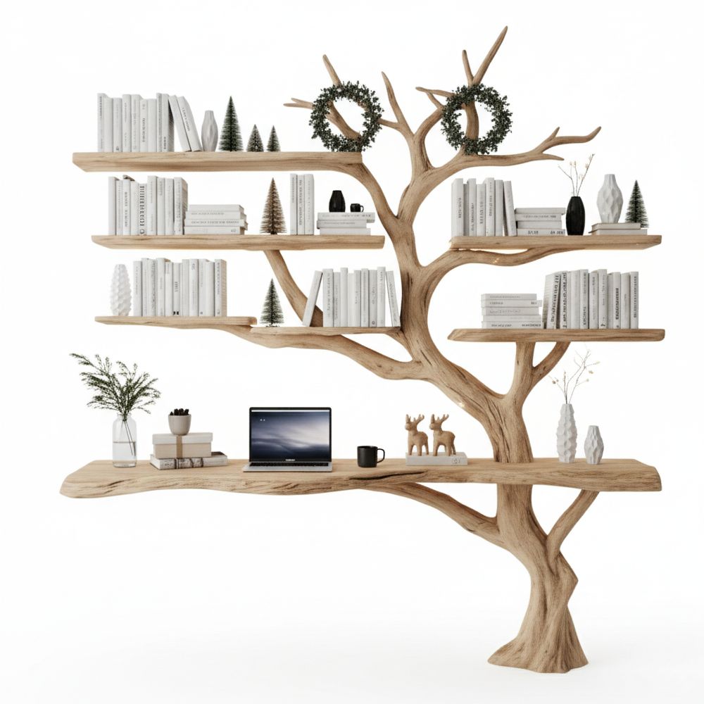 Handcrafted Tree Branch Bookshelf – Rustic Bookcase for Home Decor