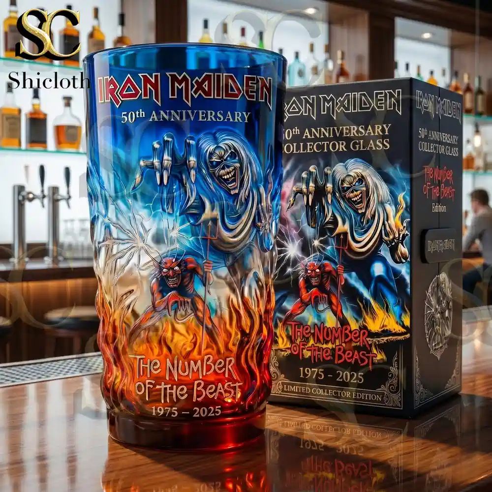 Heavy Metal Iron Maiden 50th Anniversary The Number of the Beast Beer Glass
