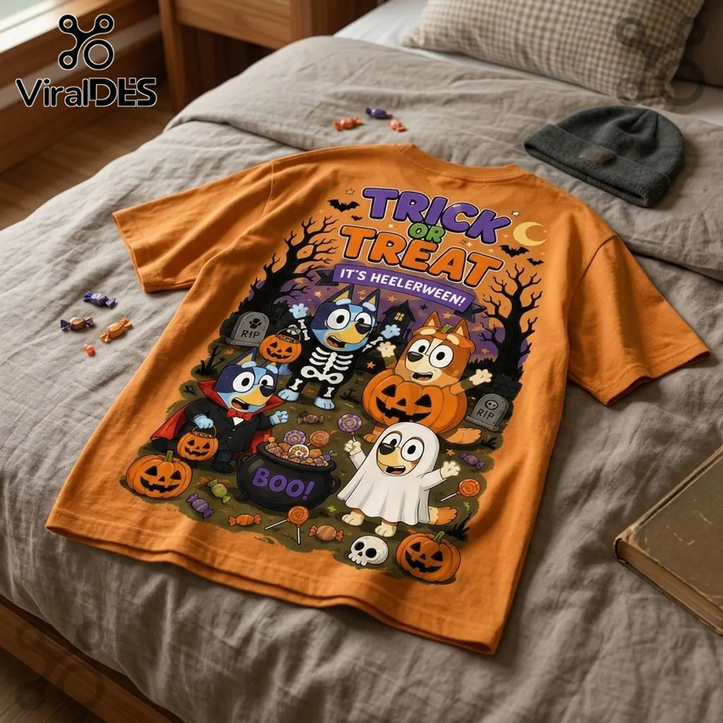 Bluey Heelerween Pumpkin Trick or Treat Orange T-Shirt
