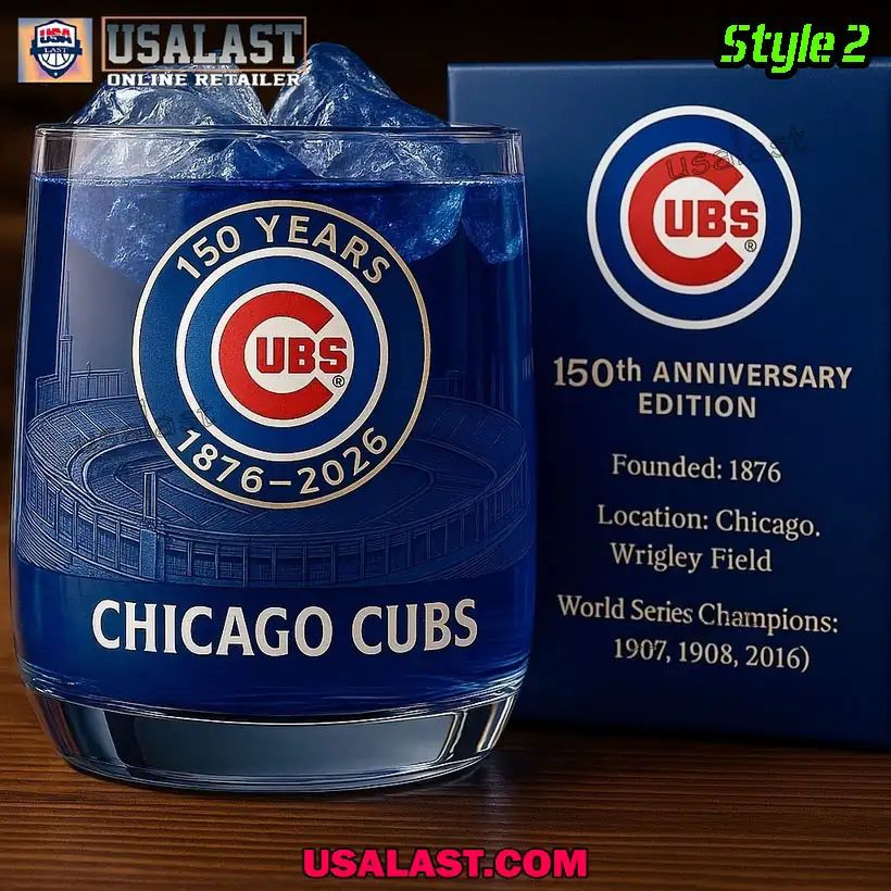 Chicago Cubs 150th Anniversary Wine Glass