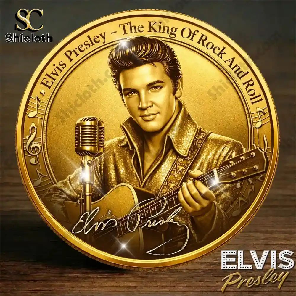Elvis Presley The King of Rock N Roll Gold Commemorative Coin