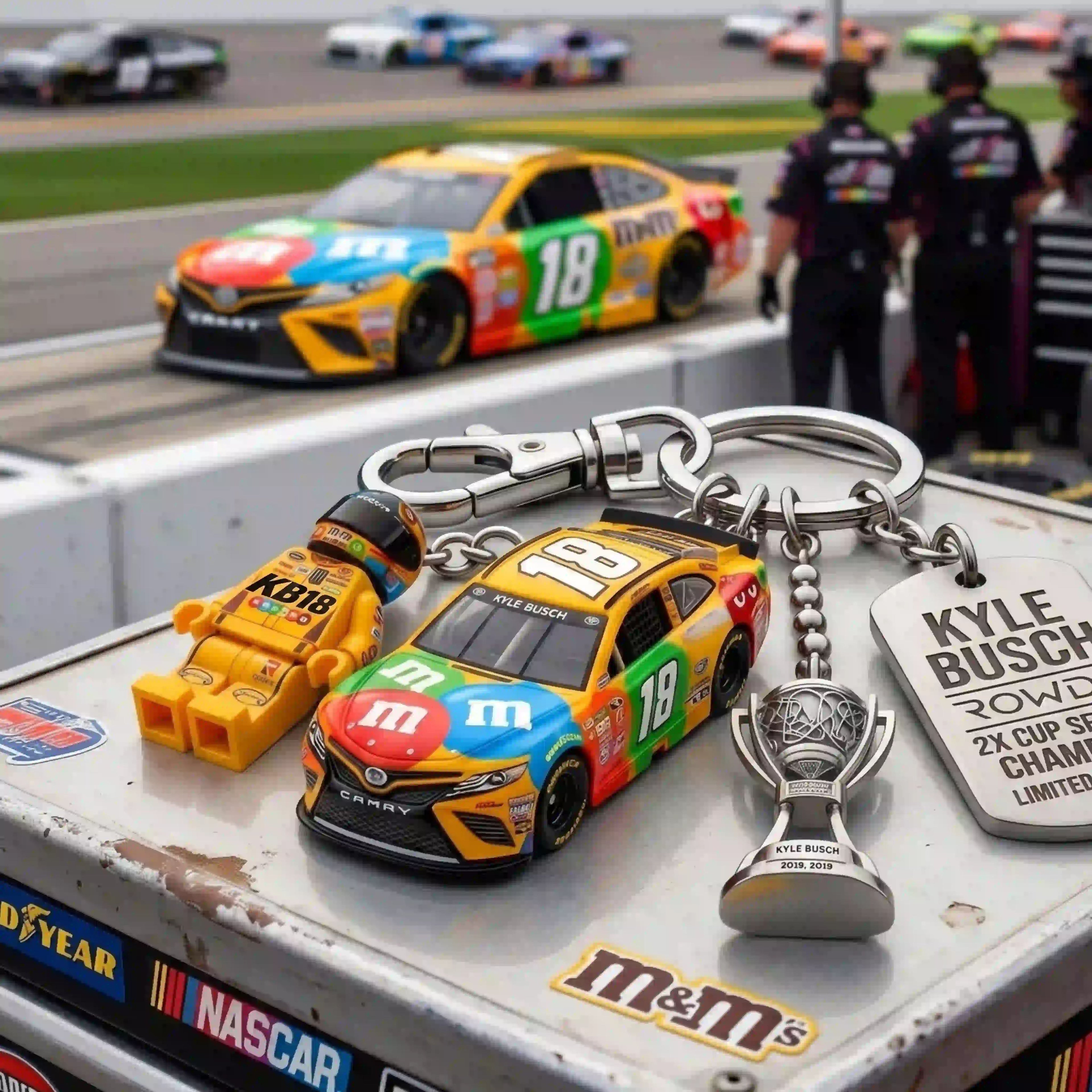Kyle Busch “Rowdy” #18 M&M’s Championship Collector Keychain Set