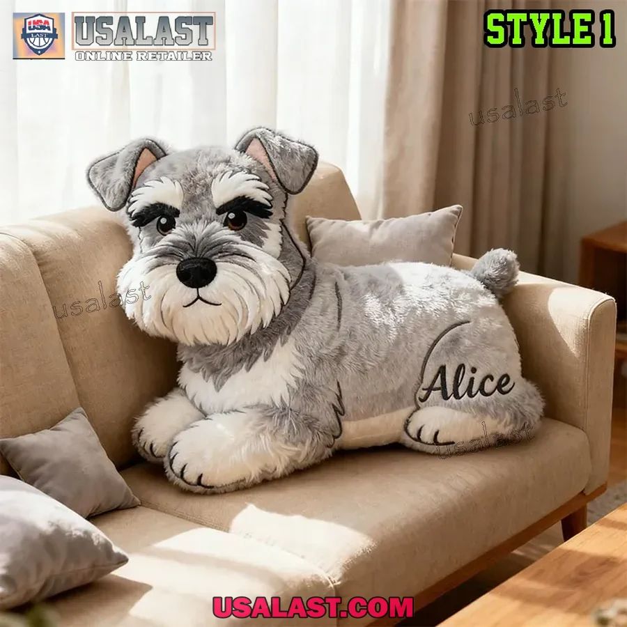 Personalized Schnauzer Dog Plush Shape Pillow