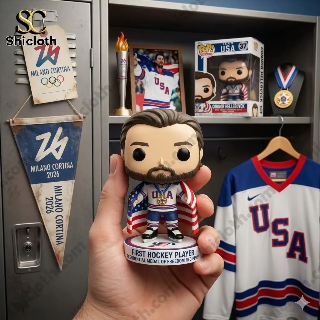 Connor Hellebuyck 2026 Winter Olympic Gold & Presidential Medal Pop Figure Doll