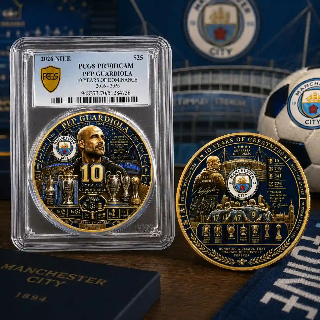 Man City Pep Guardiola 10 Years of Greatness Commemorative Challenge Coin