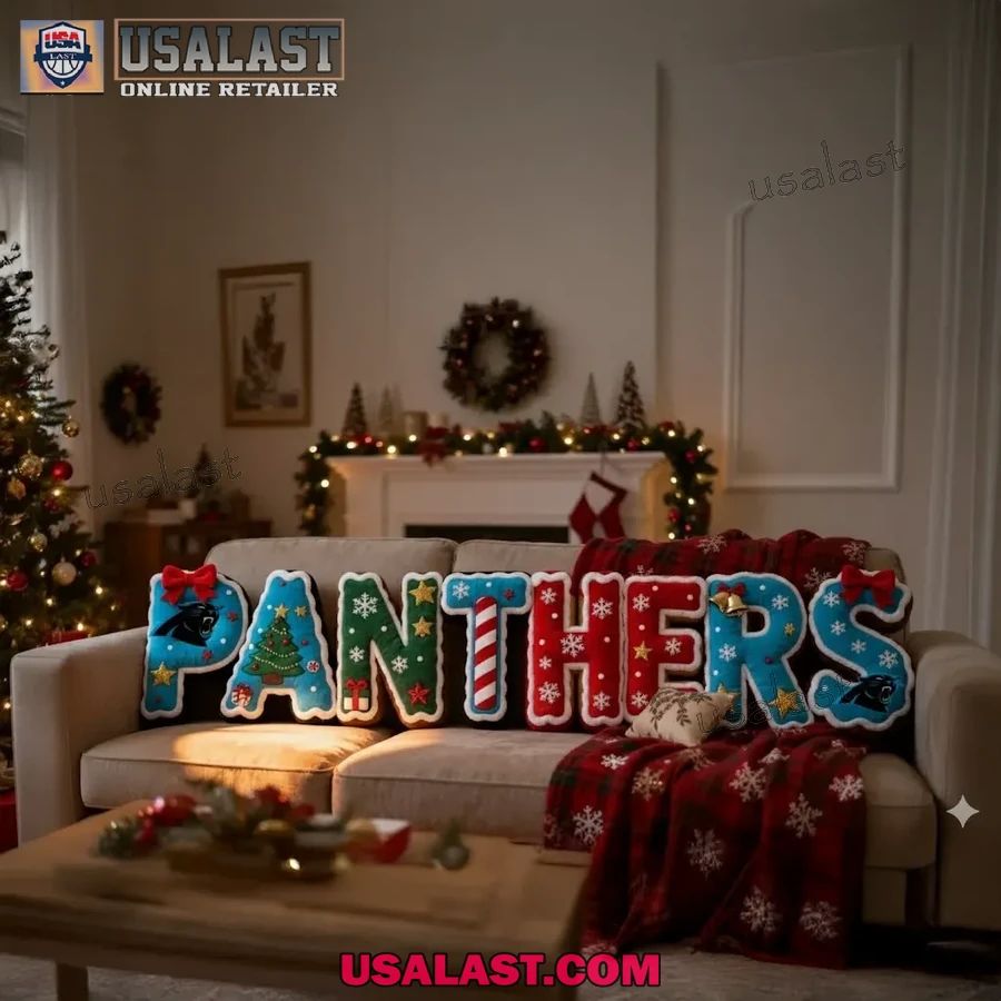 Carolina Panthers Christmas Plush Pillow