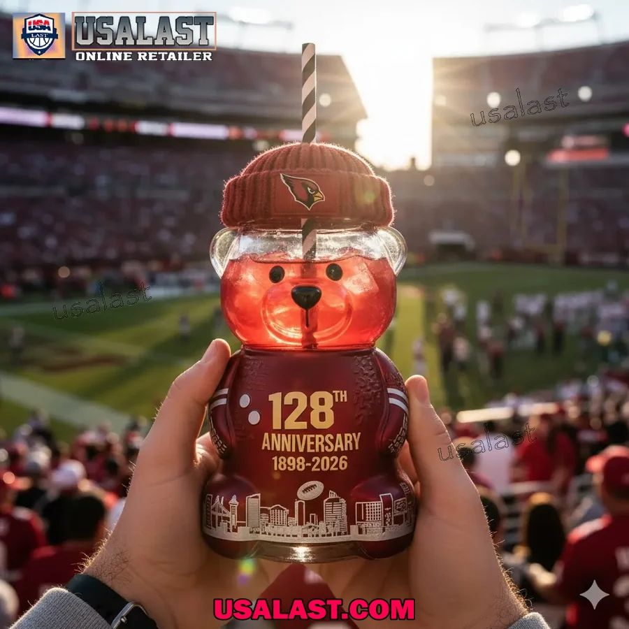 Arizona Cardinals 128th Anniversary Collectible Bear Glass Cup