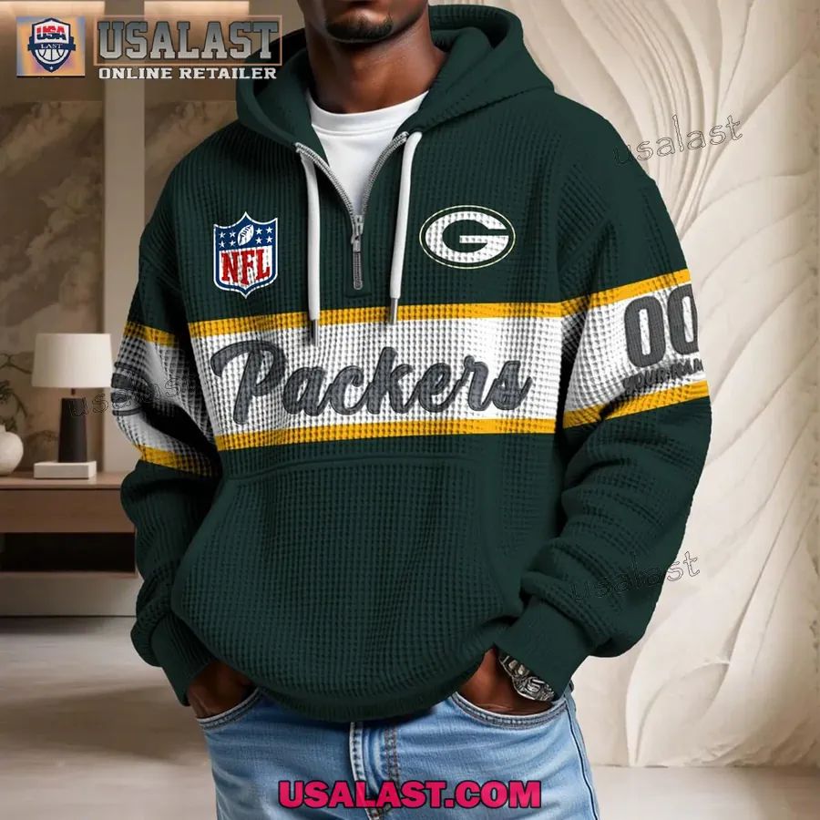 Green Bay Packers Waffle Half Zip Hoodie