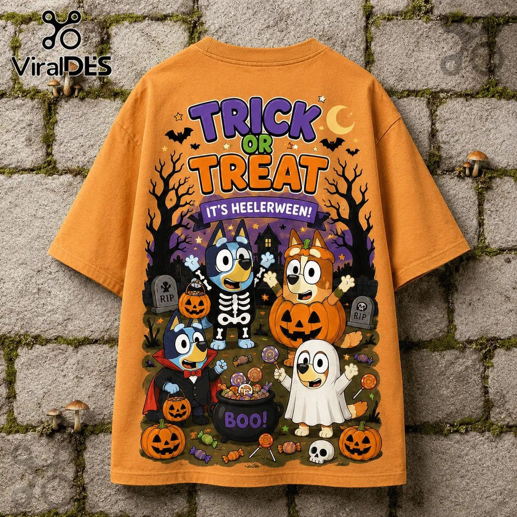 Bluey Heelerween Pumpkin Trick or Treat Orange T-Shirt