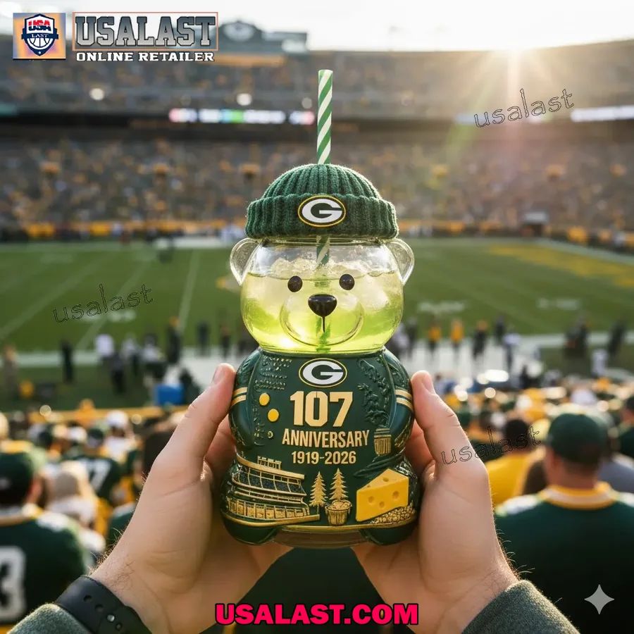 Green Bay Packers 107th Anniversary Collectible Bear Glass Cup