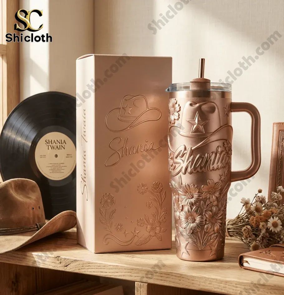 Shania Twain Pink Color 40oz Tumbler With Handle