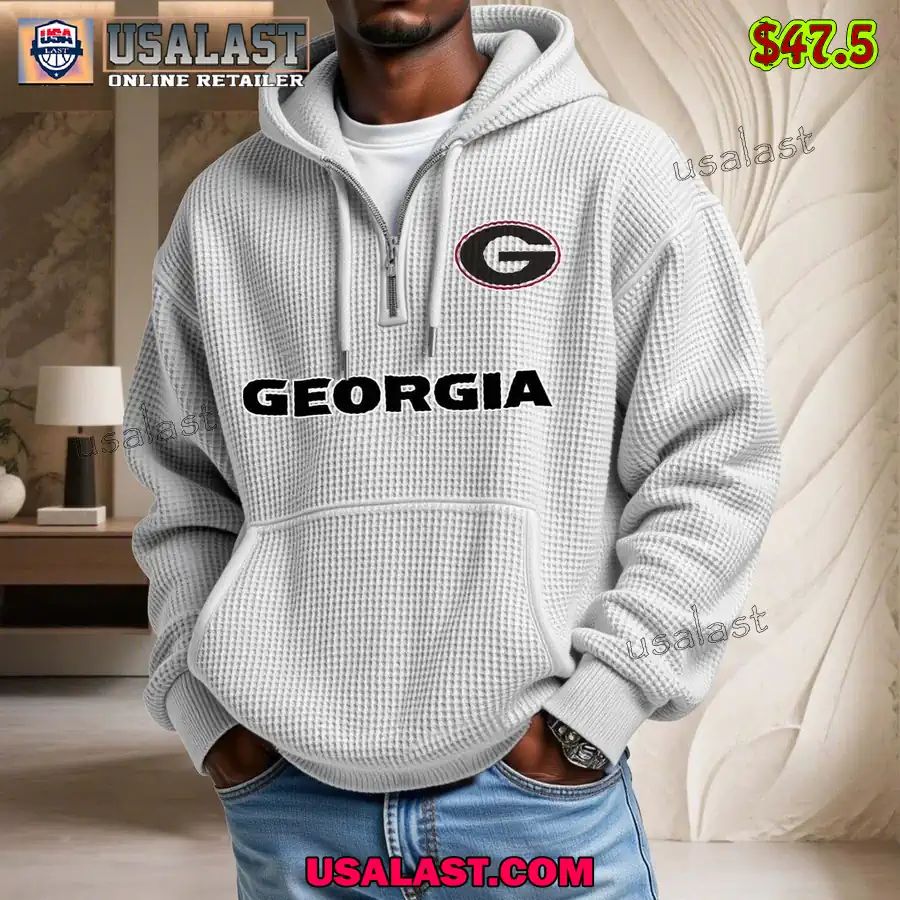Georgia Bulldogs Waffle Half Zip Hoodie