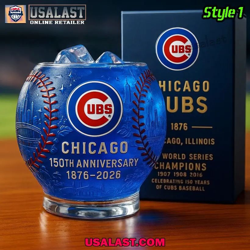 Chicago Cubs 150th Anniversary Wine Glass