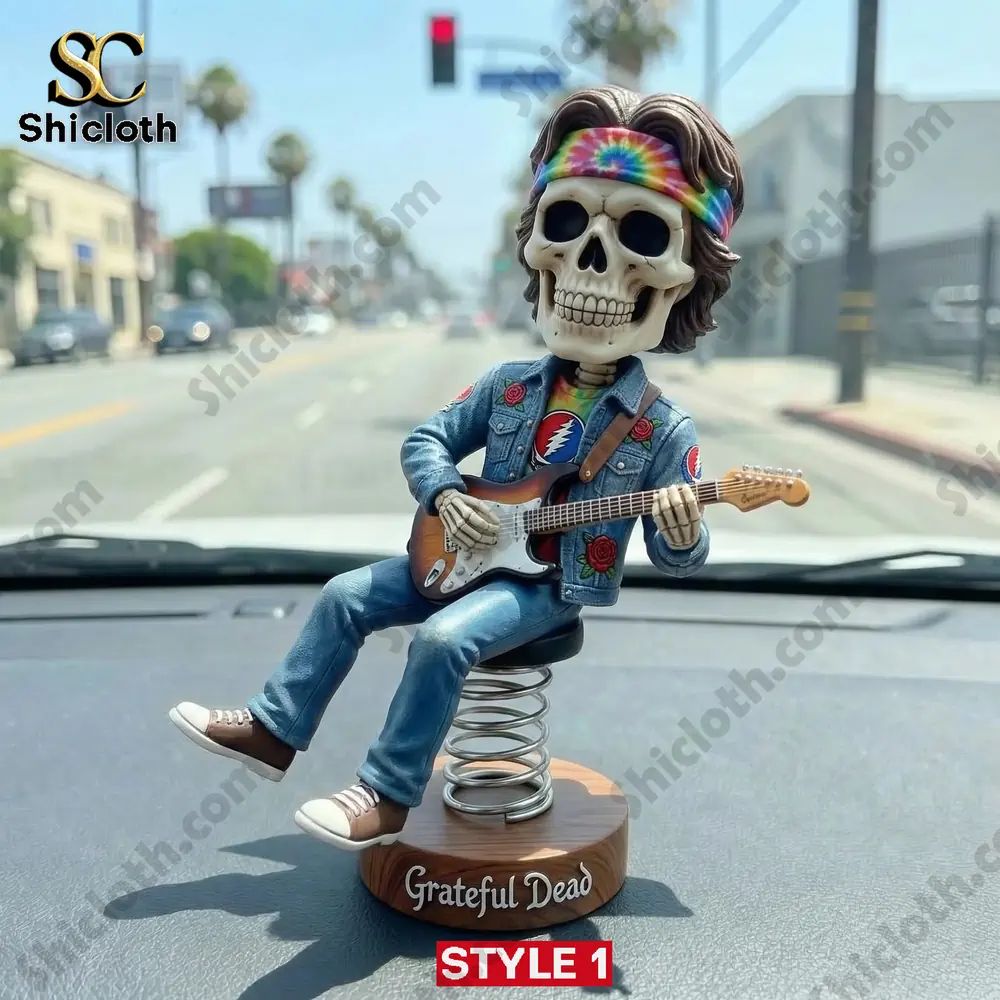 Grateful Dead Skeleton Rocker Decor Car Dashboard Bobblehead