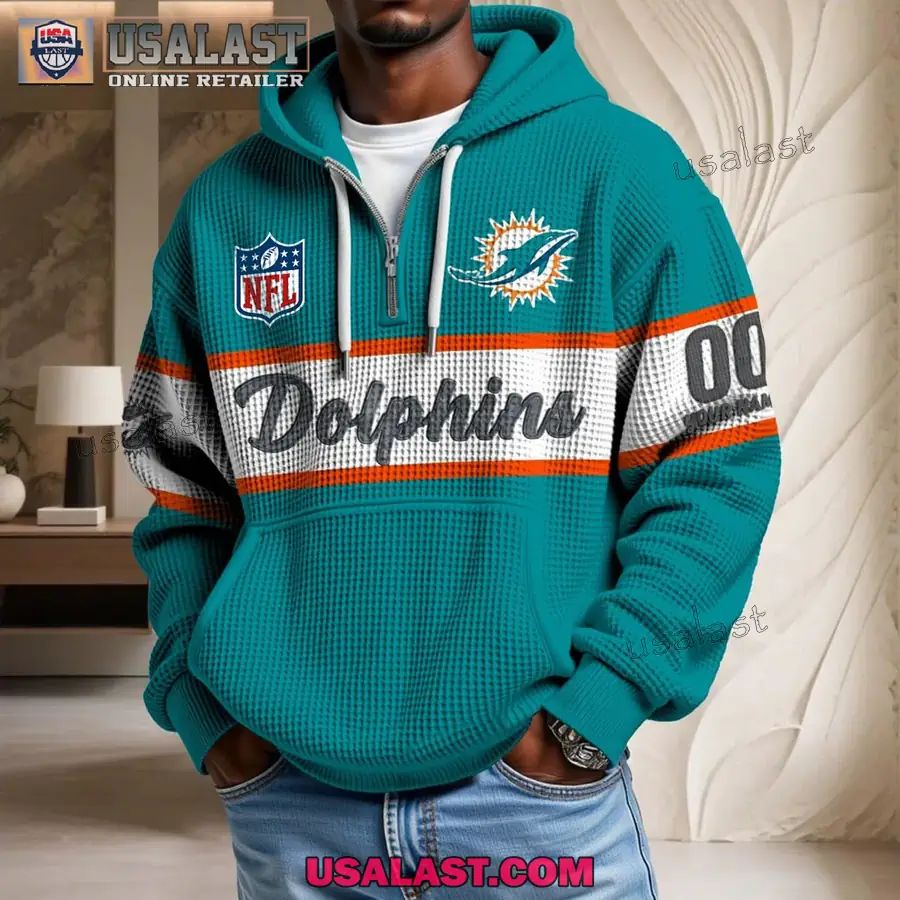 Miami Dolphins Waffle Half Zip Hoodie