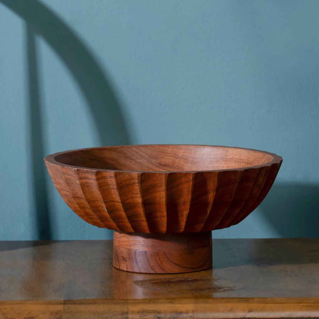 Luxe Designs Elevated Wooden Footed Bowl – Handcrafted Centerpiece