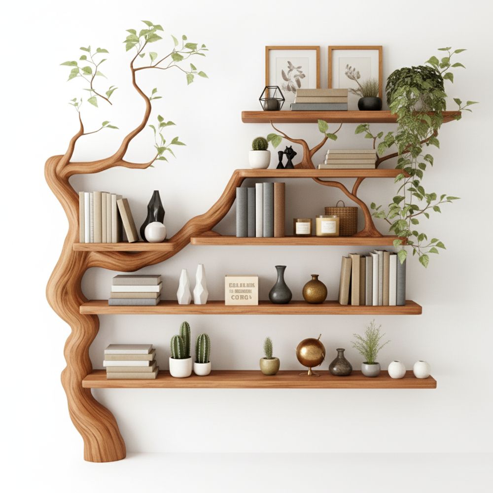 Tree Branch Bookshelf – The Essence of Handcrafting & Endless Natural Beauty
