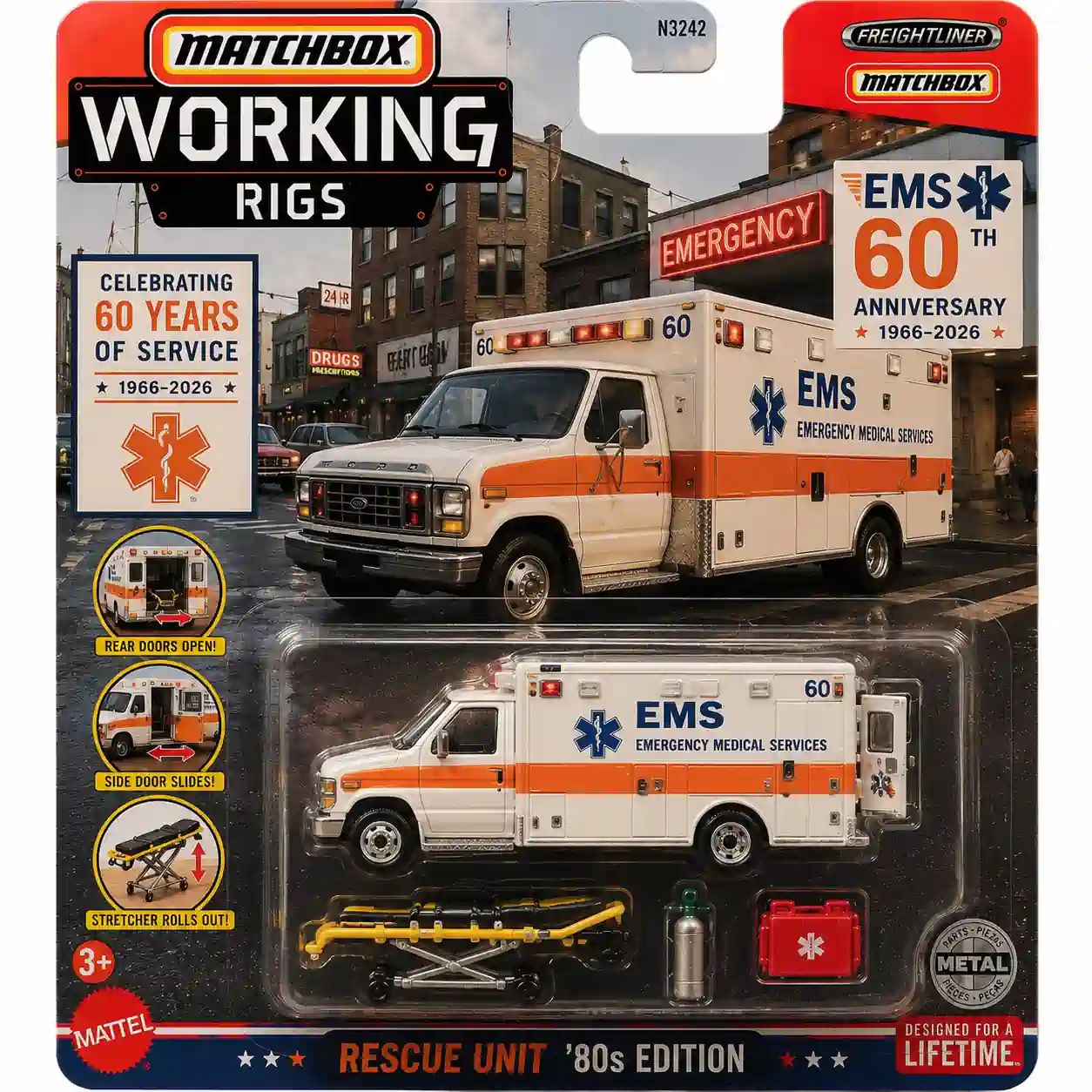 Wheels Matchbox Working Rigs EMS 60th Anniversary Ambulance