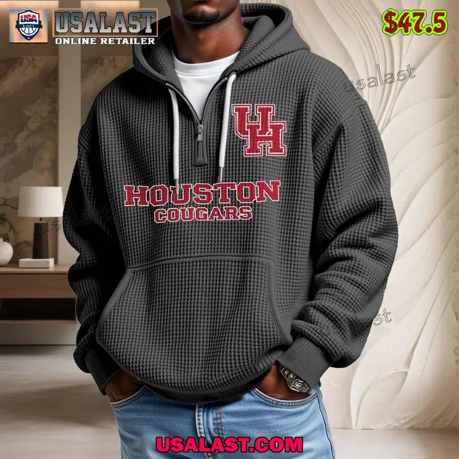 Houston Cougars Waffle Half Zip Hoodie
