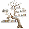 Handmade Tree-Shaped Bookshelf – Natural Wood Wall Display for Kids’ Rooms & Classrooms
