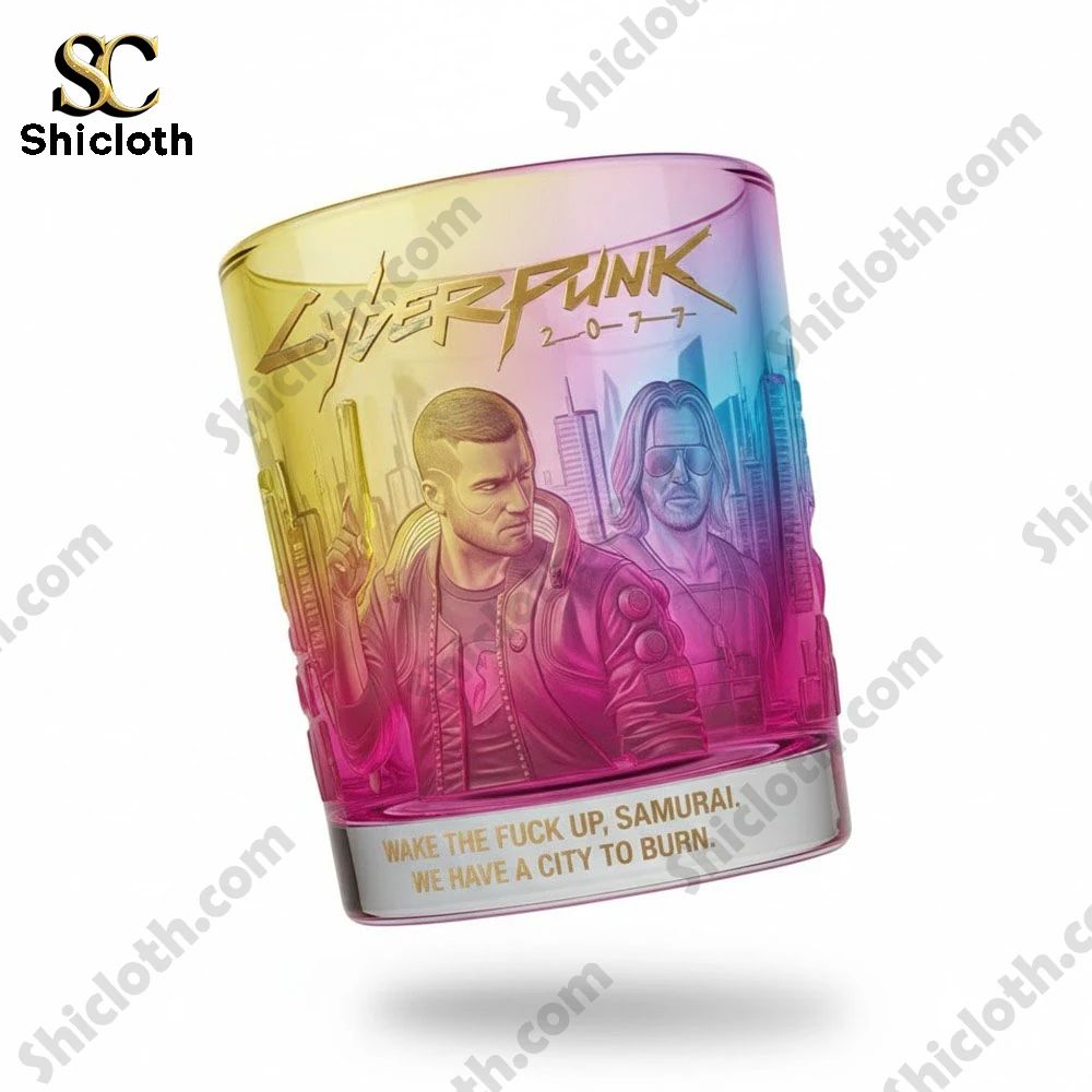 Cyberpunk 2077 Johnny Silverhand Night City Whiskey Glass