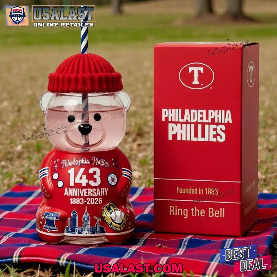 Philadelphia Phillies 143rd Anniversary Bear Glass Cup
