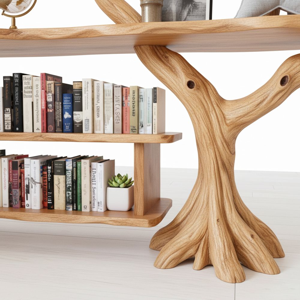 Tree-Inspired Corner Shelf – Handmade Wooden Wall Sculpture with Upcycled Materials