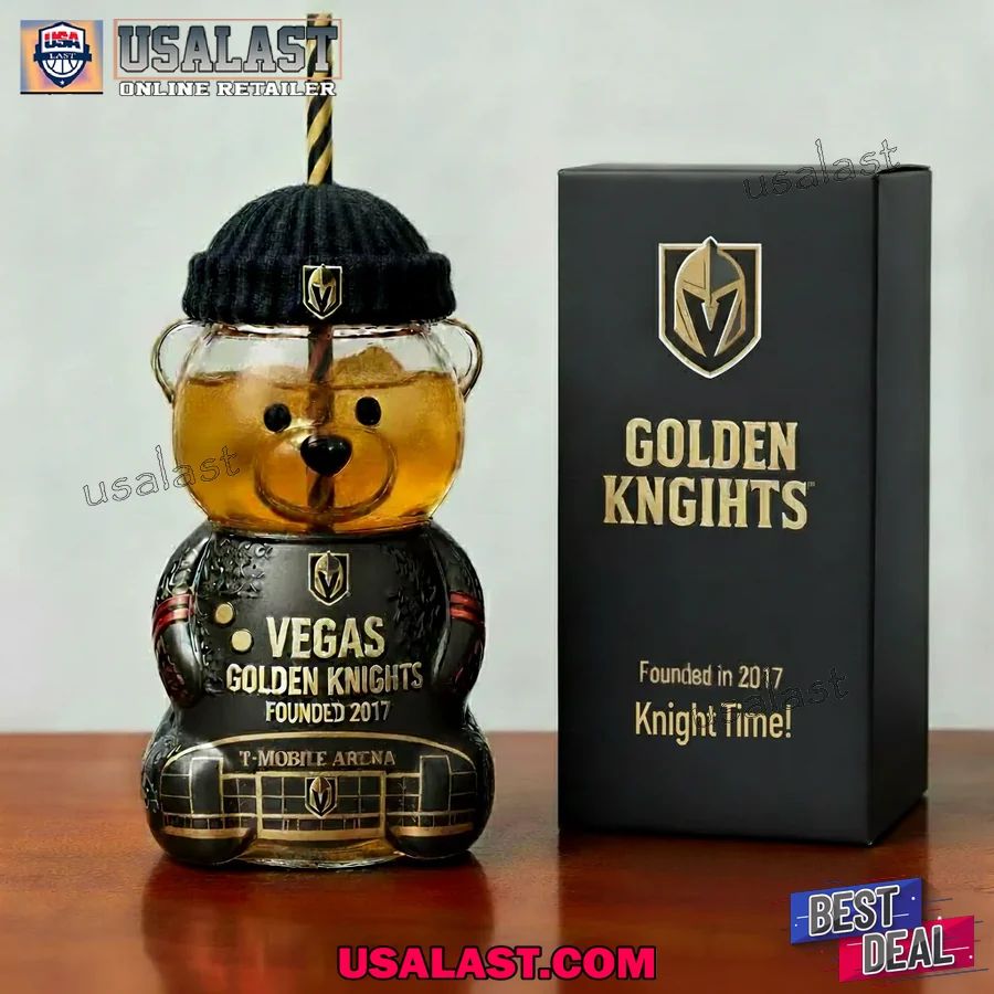 Vegas Golden Knights Anniversary Bear Glass Cup