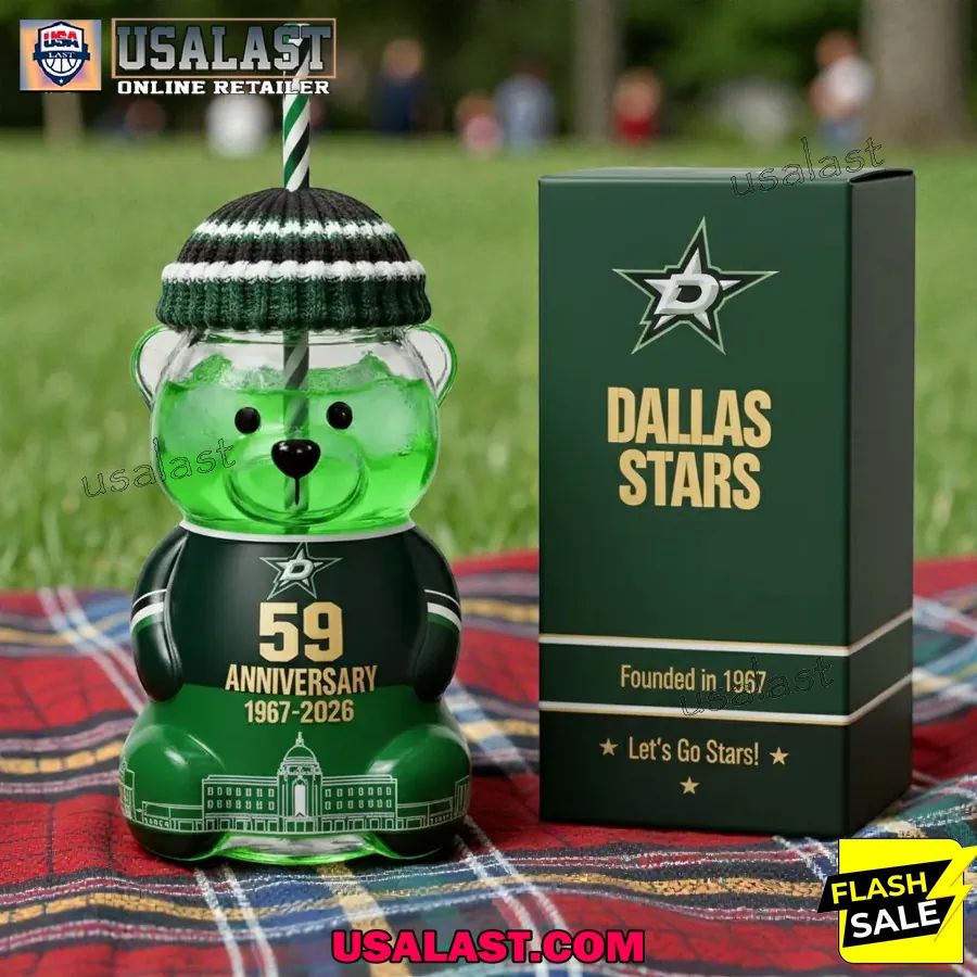 Dallas Stars 59th Anniversary 1967-2026 Bear Glass Bottle