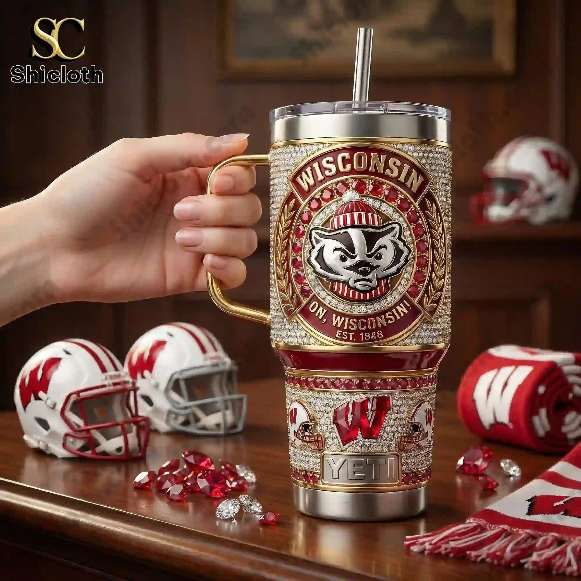 Wisconsin Badgers 40oz Tumbler With Handle