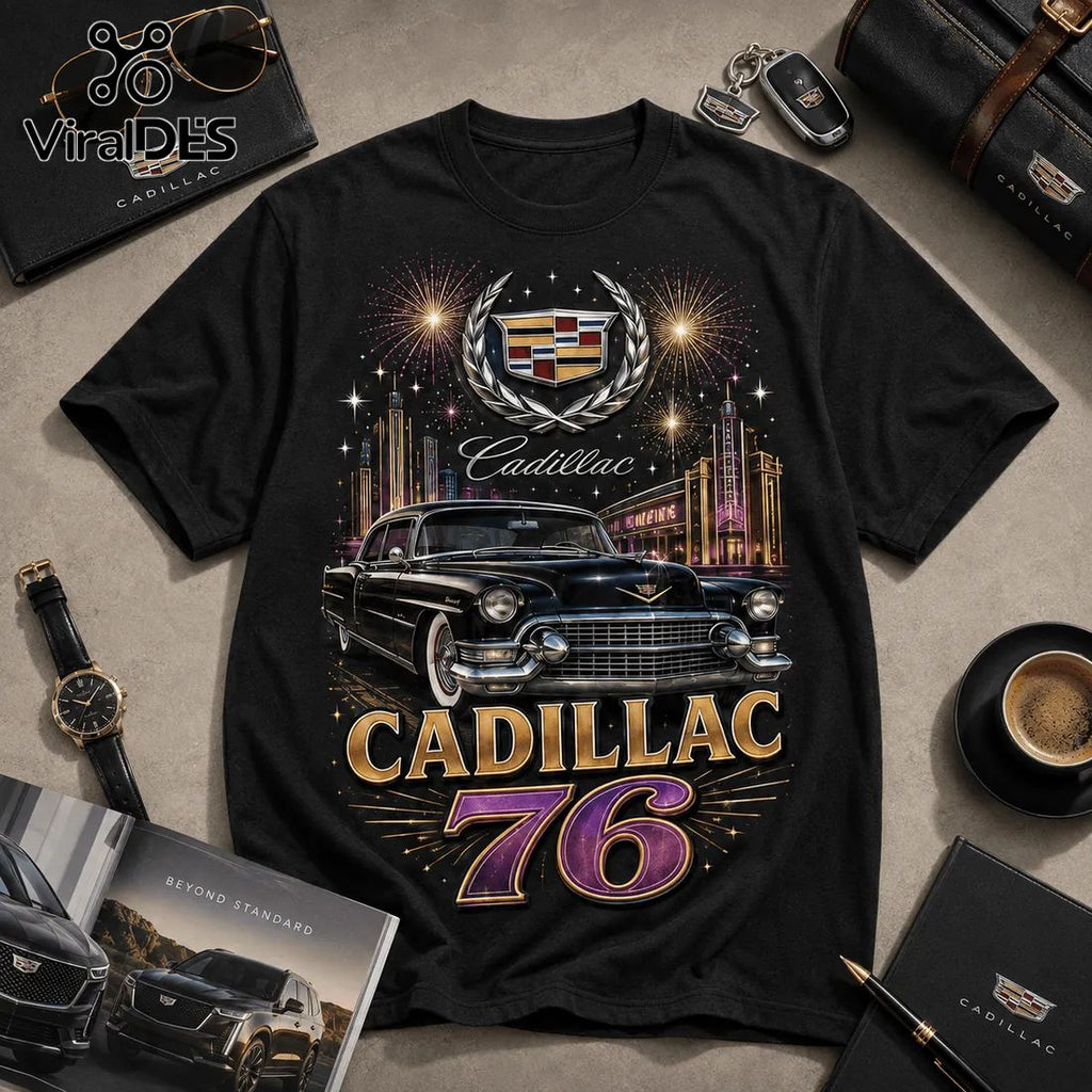 Cadillac 76 Years Anniversary Edition Black T-Shirt