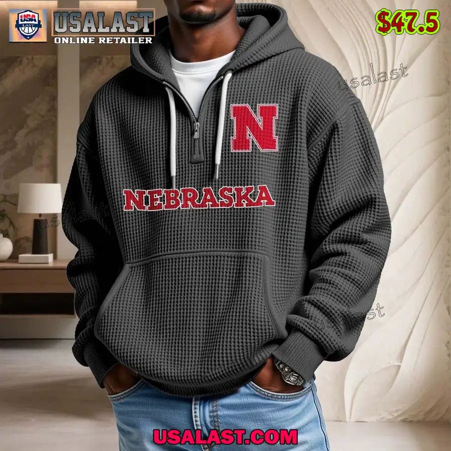 Nebraska Cornhuskers Waffle Half Zip Hoodie