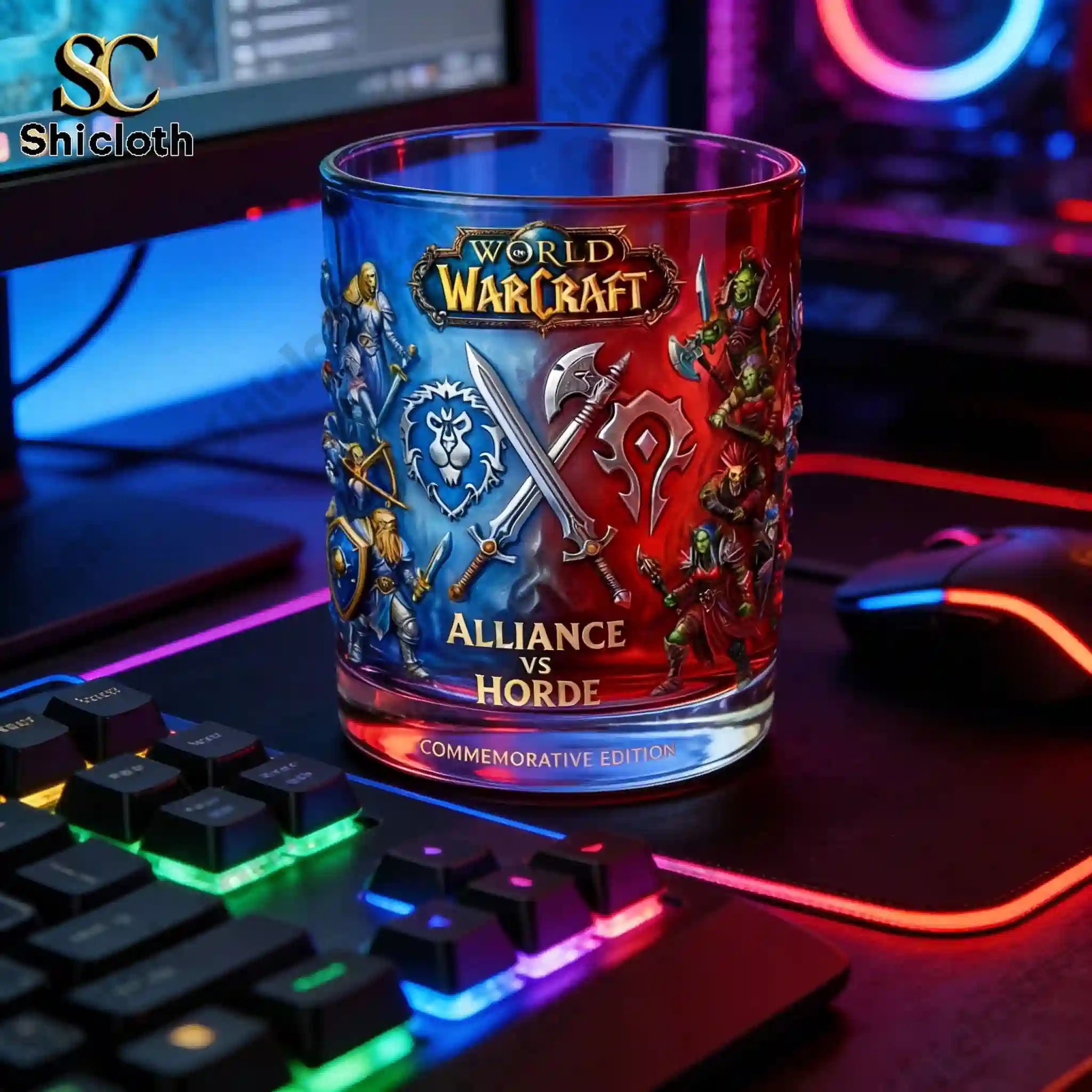 WoW Alliance Vs Horde Whiskey Glass