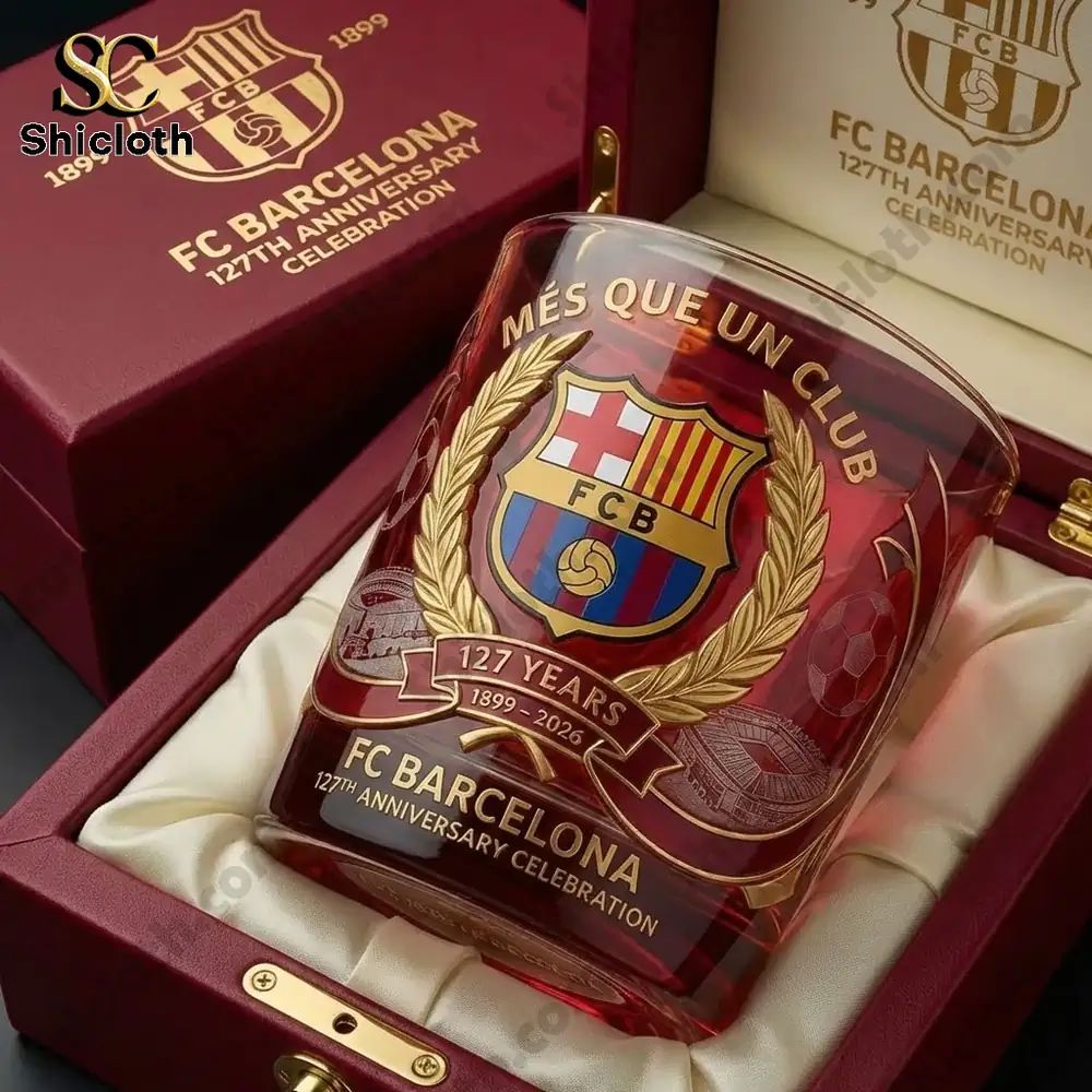 Barcelona 127 Years Celebration Stadium Whiskey Glass