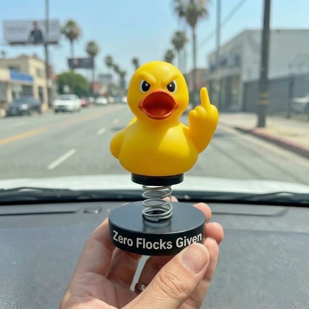 Funny Middle Finger Duck Car Dashboard Bobblehead