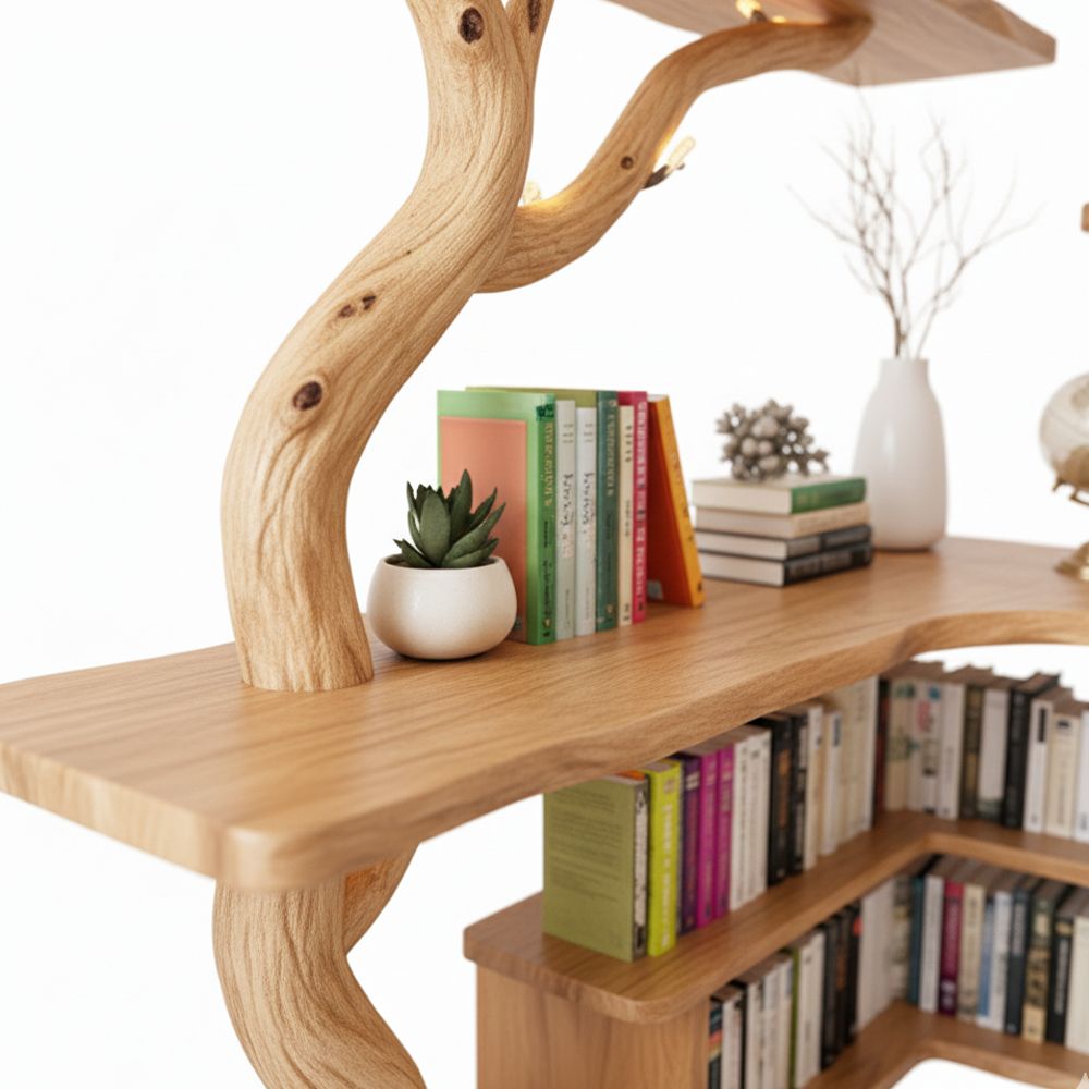 Tree-Inspired Corner Shelf – Handmade Wooden Wall Sculpture with Upcycled Materials